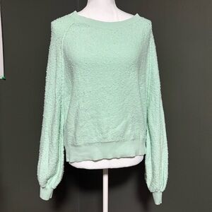 Free People Found My Friend Pullover Mint Textured Knit Sweater XS Boho Fall